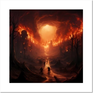 Landscape Of Big Fire In Fantasy World Posters and Art